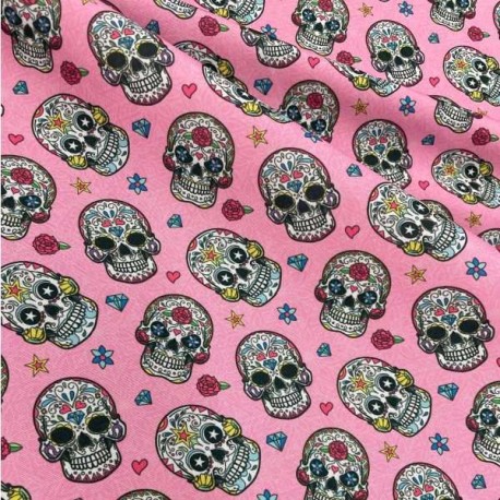 Tafetan Holbox Digital	Calavera f/rosa